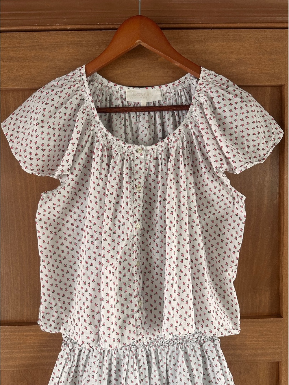 Women’s White Floral Ruffled Sleep Set - Picture 2 of 15